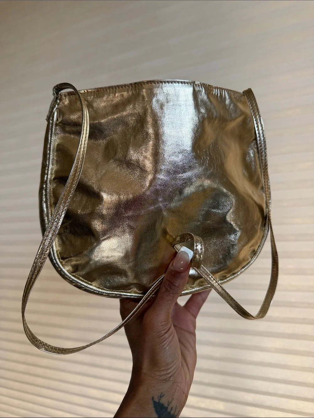 Sirocco Metallic Gold Leather Shoulder Bag
